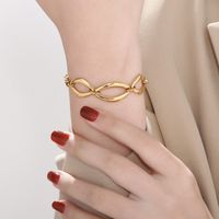 Rock Geometric Titanium Steel 18K Gold Plated Bracelets In Bulk main image 3