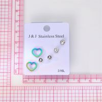 1 Set Sweet Heart Shape Stainless Steel Plating Inlay Zircon Ear Studs main image 2