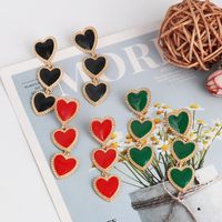 1 Pair Simple Style Heart Shape Inlay Alloy Acrylic Drop Earrings main image 4