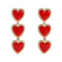 1 Pair Simple Style Heart Shape Inlay Alloy Acrylic Drop Earrings sku image 1