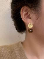 Simple Style Commute Round Metal Patchwork Women's Drop Earrings main image 3