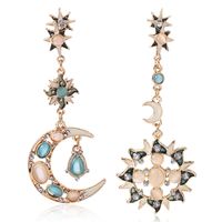 Elegant Glam Star Moon Water Droplets Alloy Inlay Rhinestones Opal Women's Drop Earrings main image 4