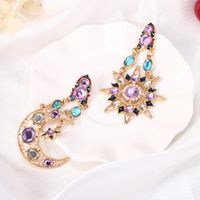 Elegant Glam Star Moon Water Droplets Alloy Inlay Rhinestones Opal Women's Drop Earrings main image 3