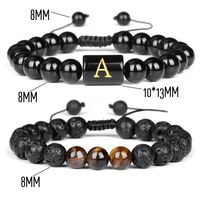 Retro Letter Natural Stone Glass Knitting Men's Bracelets main image 5