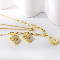 Lady Insect Stainless Steel Plating Inlay Shell Women's Earrings Necklace Jewelry Set main image 2