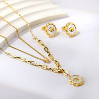 Lady Insect Stainless Steel Plating Inlay Shell Women's Earrings Necklace Jewelry Set main image 1