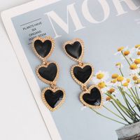 1 Pair Simple Style Heart Shape Inlay Alloy Acrylic Drop Earrings main image 6