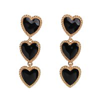 1 Pair Simple Style Heart Shape Inlay Alloy Acrylic Drop Earrings sku image 3