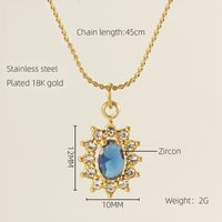 Acier Inoxydable Plaqué Or 18K Glamour Brillant Placage Incruster Soleil Les Gouttelettes D'Eau Forme De Cœur Zircon Pendentif sku image 4