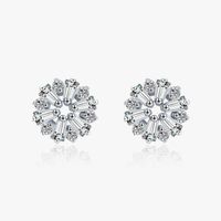 1 Paire Brillant Flocon De Neige Argent Sterling Placage Incruster Zircon Plaqué Rhodium Boucles D'oreilles main image 2