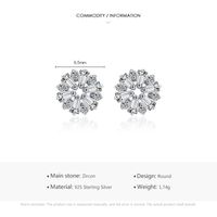 1 Pair Shiny Snowflake Sterling Silver Plating Inlay Zircon Rhodium Plated Ear Studs main image 3