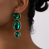 Glam Round Square Oval Alloy Inlay Glass Women's Drop Earrings main image 4