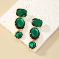 Glam Round Square Oval Alloy Inlay Glass Women's Drop Earrings main image 2