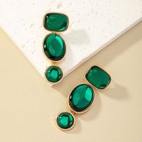Glam Round Square Oval Alloy Inlay Glass Women's Drop Earrings main image 5