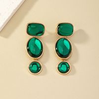 Glam Round Square Oval Alloy Inlay Glass Women's Drop Earrings main image 3