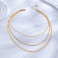 Simple Style Classic Style Solid Color Titanium Steel Layered Plating 24k Gold Plated Layered Necklaces main image 5