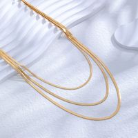 Simple Style Classic Style Solid Color Titanium Steel Layered Plating 24k Gold Plated Layered Necklaces sku image 4