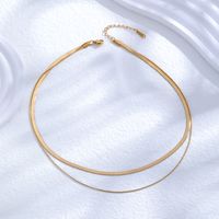 Simple Style Classic Style Solid Color Titanium Steel Layered Plating 24k Gold Plated Layered Necklaces main image 3