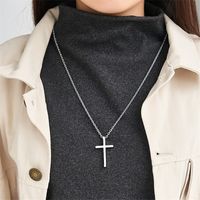 Titanium Steel Hip-Hop Punk Vintage Style Inlay Butterfly Cross Artificial Diamond Necklace main image 2