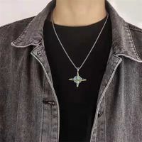 Titanium Steel Hip-Hop Punk Vintage Style Inlay Butterfly Cross Artificial Diamond Necklace main image 10