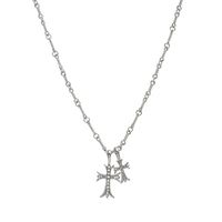 Titanium Steel Hip-Hop Punk Vintage Style Inlay Butterfly Cross Artificial Diamond Necklace sku image 11