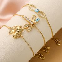 Basic Retro Devil's Eye Infinity Dragonfly Copper 18k Gold Plated Zircon Bracelets In Bulk main image 1