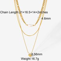 Simple Style Classic Style Heart Shape Stainless Steel Pearl Plating 18k Gold Plated Layered Necklaces main image 2