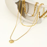Simple Style Classic Style Heart Shape Stainless Steel Pearl Plating 18k Gold Plated Layered Necklaces main image 3