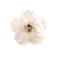 Elegant Flower Copper Plating Inlay Freshwater Pearl Shell Zircon Women's Brooches main image 2