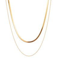 304 Stainless Steel 18K Gold Plated Vintage Style Plating Solid Color Layered Necklaces sku image 2