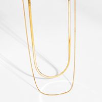 304 Stainless Steel 18K Gold Plated Vintage Style Plating Solid Color Layered Necklaces main image 2