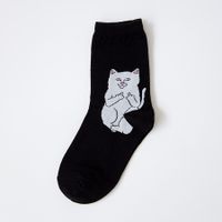Unisex Casual Hip-hop Solid Color Cotton Blend Printing Crew Socks A Pair main image 5