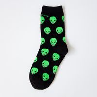 Unisex Casual Hip-hop Solid Color Cotton Blend Printing Crew Socks A Pair main image 4