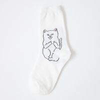 Unisex Casual Hip-hop Solid Color Cotton Blend Printing Crew Socks A Pair main image 3