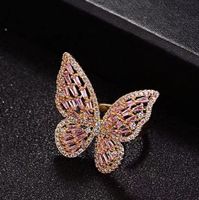 1 Piece Fashion Butterfly Artificial Gemstones Alloy Plating Women's Open Ring sku image 9