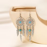 1 Pair Bohemian Water Droplets Tassel Alloy Inlay Turquoise Women's Drop Earrings sku image 14