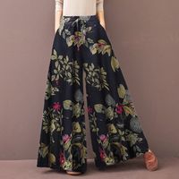 Mujeres Calle Casual Flor Longitud Total Pantalones Casuales Pantalones De Pierna Ancha main image 4