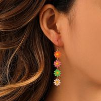 1 Pair Pastoral Flower Copper Drop Earrings sku image 3