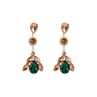 1 Pair Elegant Water Droplets Butterfly Plating Inlay Alloy Rhinestones Gold Plated Drop Earrings main image 2