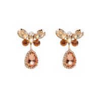 1 Pair Elegant Water Droplets Butterfly Plating Inlay Alloy Rhinestones Gold Plated Drop Earrings main image 4