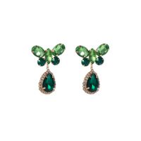 1 Pair Elegant Water Droplets Butterfly Plating Inlay Alloy Rhinestones Gold Plated Drop Earrings sku image 4