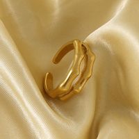 Stainless Steel 18K Gold Plated Classic Style Plating Bamboo Titanium Steel Open Ring main image 3