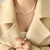 Elegant Luxurious Baroque Style Star Moon Freshwater Pearl Titanium Steel Plating 18k Gold Plated Necklace main image 4
