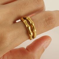 Stainless Steel 18K Gold Plated Classic Style Plating Bamboo Titanium Steel Open Ring main image 5
