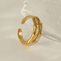 Stainless Steel 18K Gold Plated Classic Style Plating Bamboo Titanium Steel Open Ring main image 4