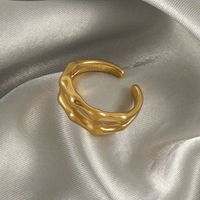 Stainless Steel 18K Gold Plated Classic Style Plating Bamboo Titanium Steel Open Ring main image 2