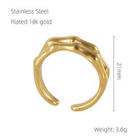 Stainless Steel 18K Gold Plated Classic Style Plating Bamboo Titanium Steel Open Ring sku image 1