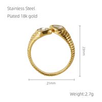 Stainless Steel 18K Gold Plated Retro French Style Plating Inlay Water Droplets Zircon Open Ring sku image 1