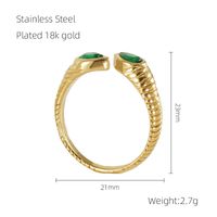 Stainless Steel 18K Gold Plated Retro French Style Plating Inlay Water Droplets Zircon Open Ring sku image 2