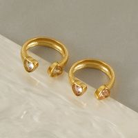 Stainless Steel 18K Gold Plated Sweet Inlay Heart Shape Zircon Open Ring main image 2